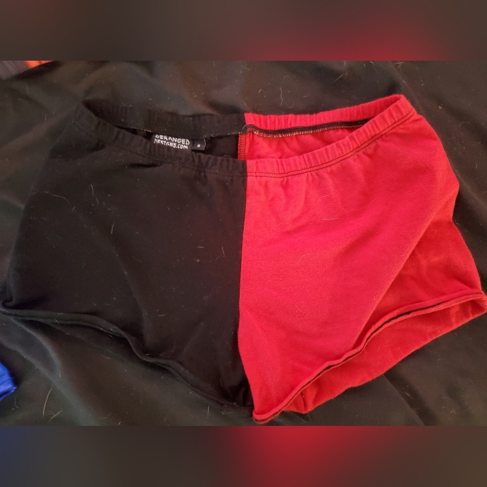 Red and black Harley Quinn shorts